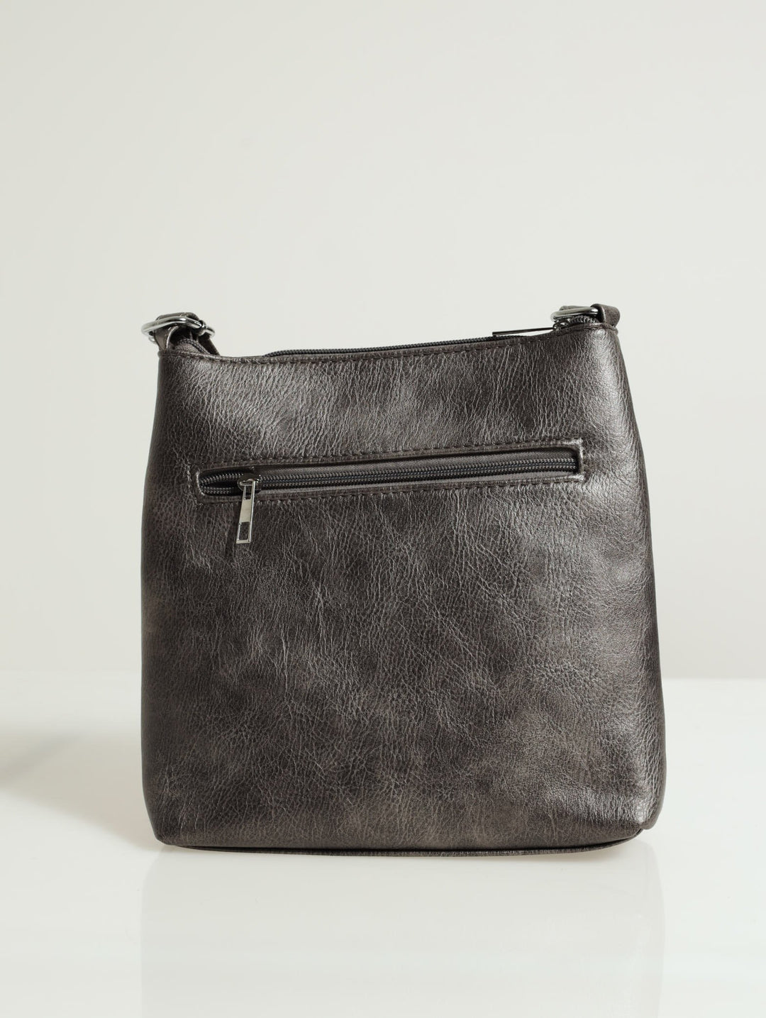 Zip Detail Cross-body Bag - Pewter