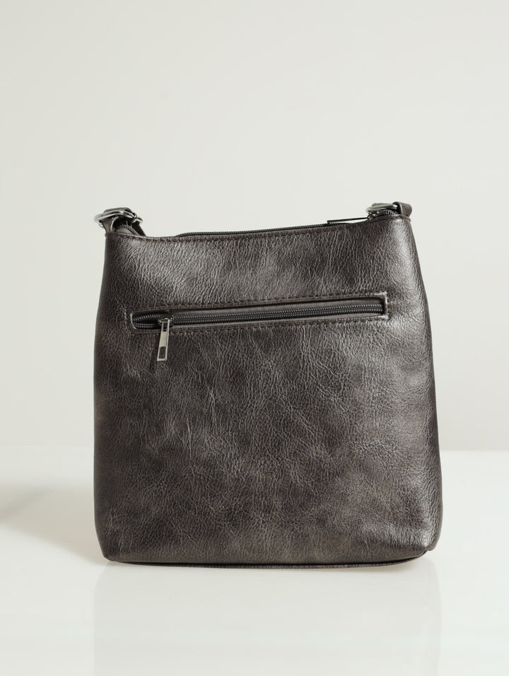 Zip Detail Cross-body Bag - Pewter