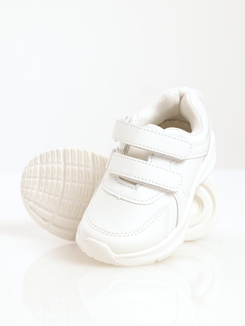 Boys School Velcro Sneaker - White