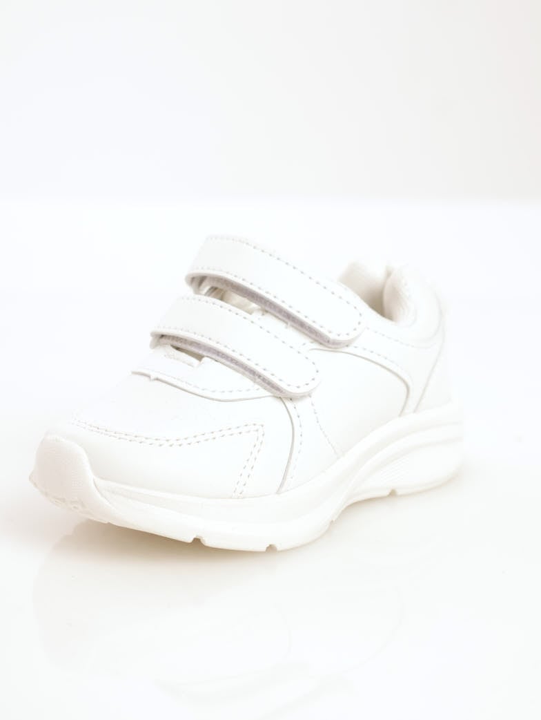 Boys School Velcro Sneaker - White