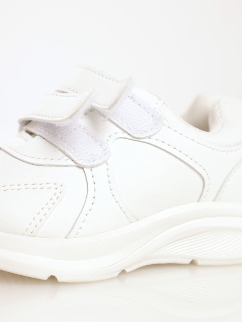 Boys School Velcro Sneaker - White