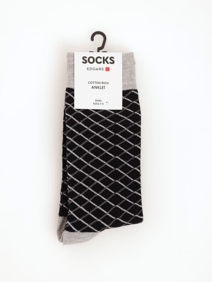 Men's Geo Design Single Sock - Grey Melange