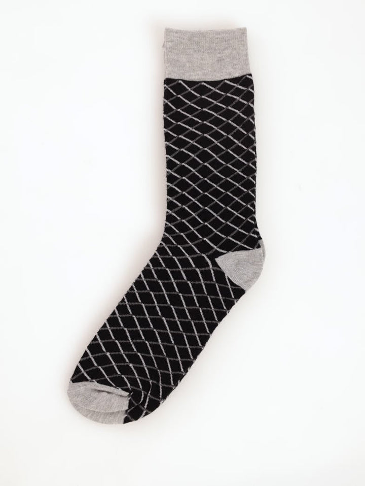 Men's Geo Design Single Sock - Grey Melange