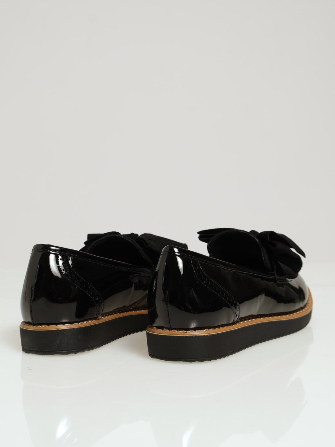 Fabric Loafer With Bow - Black