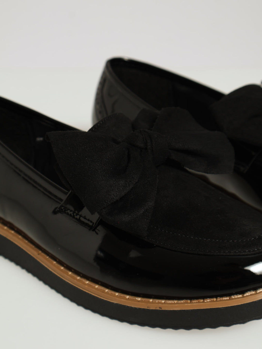 Fabric Loafer With Bow - Black