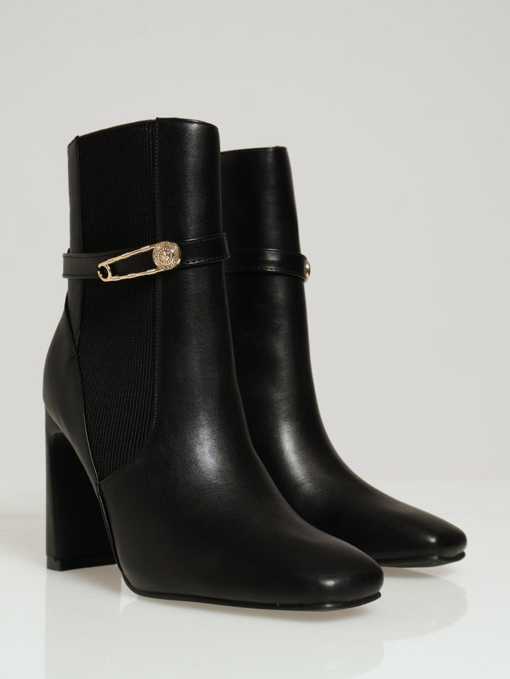 Cable Sock & Lock Trim Chelsea Boots - Black