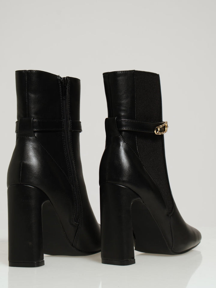 Cable Sock & Lock Trim Chelsea Boots - Black