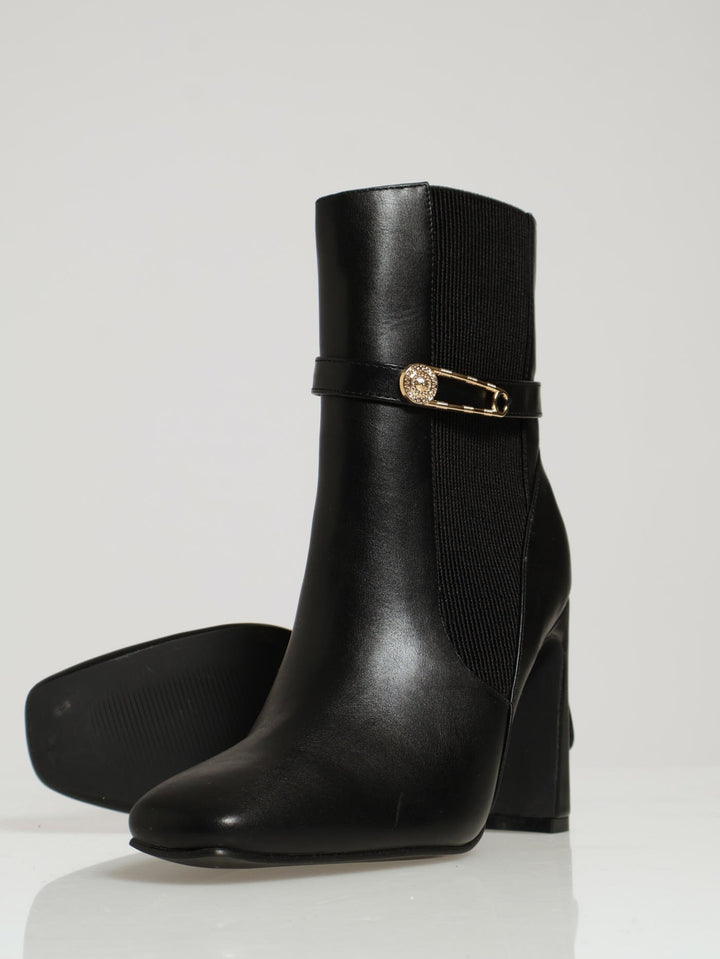 Cable Sock & Lock Trim Chelsea Boots - Black