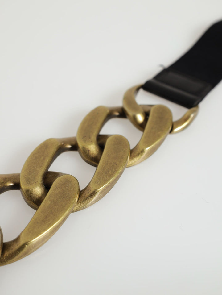 Chunky Gold Chain Waist Belt - Black
