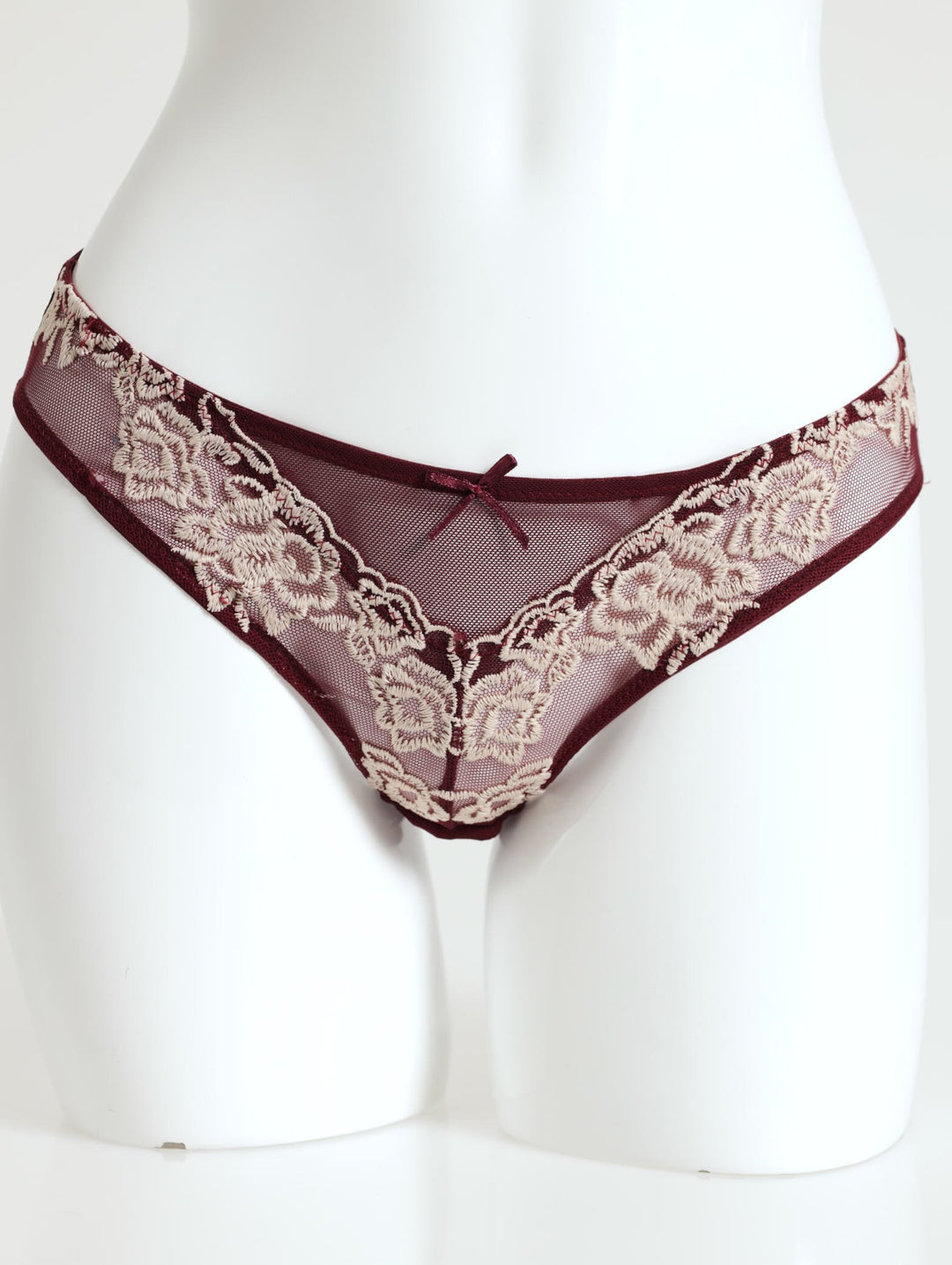 Single Embroidered Panty - Burgundy