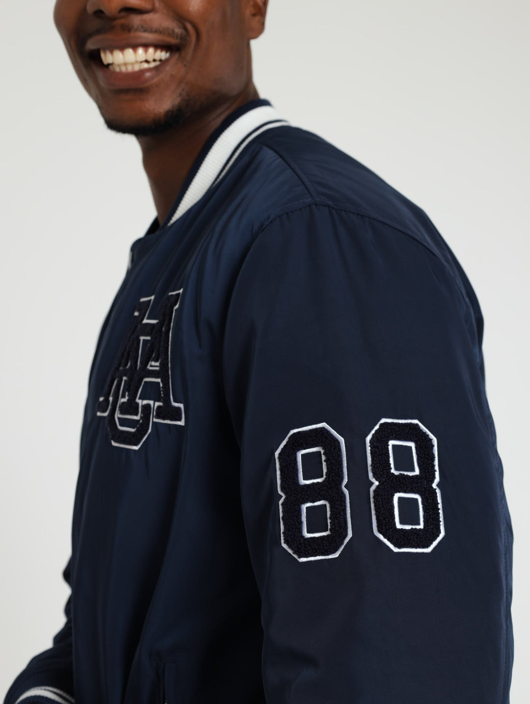 Nylon Padded Varsity Jacket - Navy