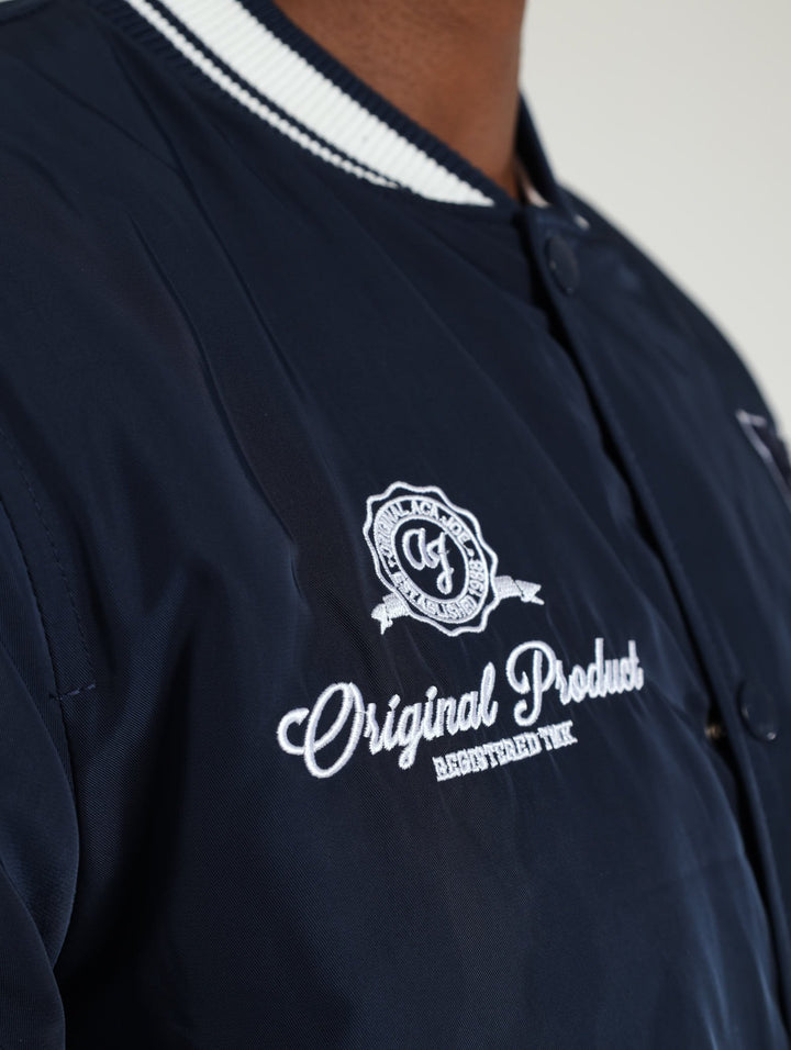 Nylon Padded Varsity Jacket - Navy