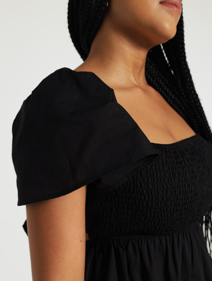 Tie Back Mini Dress - Black