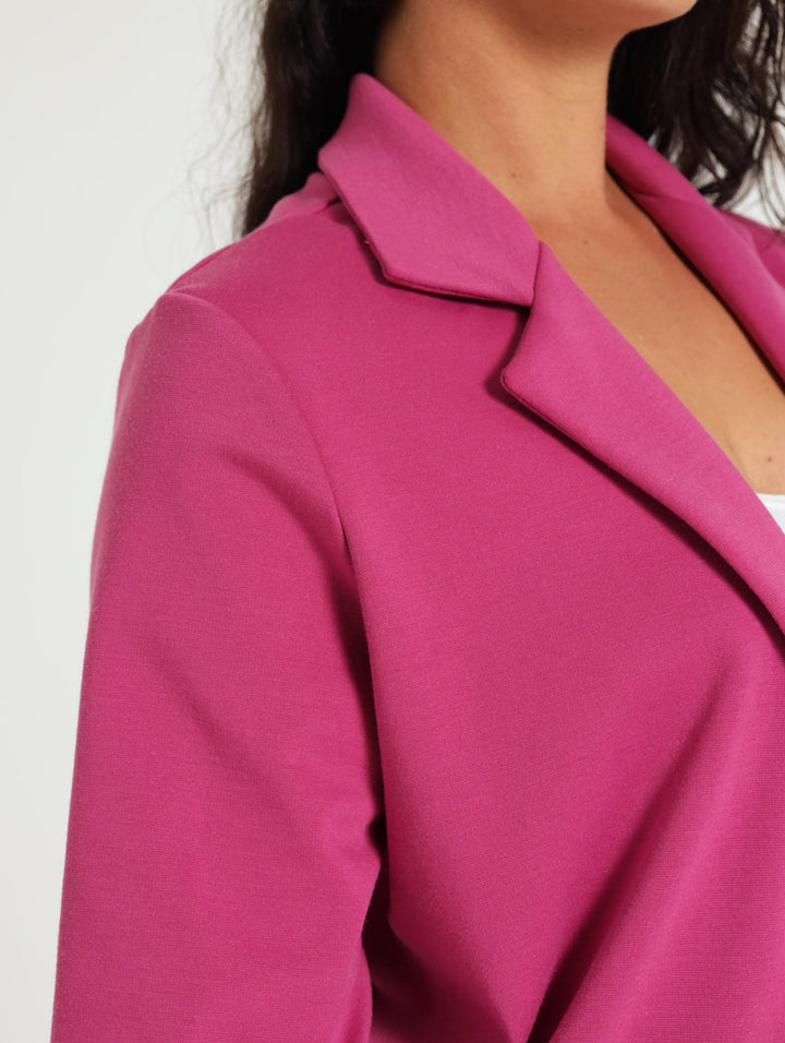 Long Sleeve Collared Duster Jacket - Pink