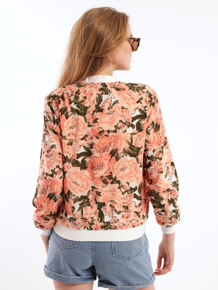 Ladies Long Sleeve Bomber Jacket - Floral