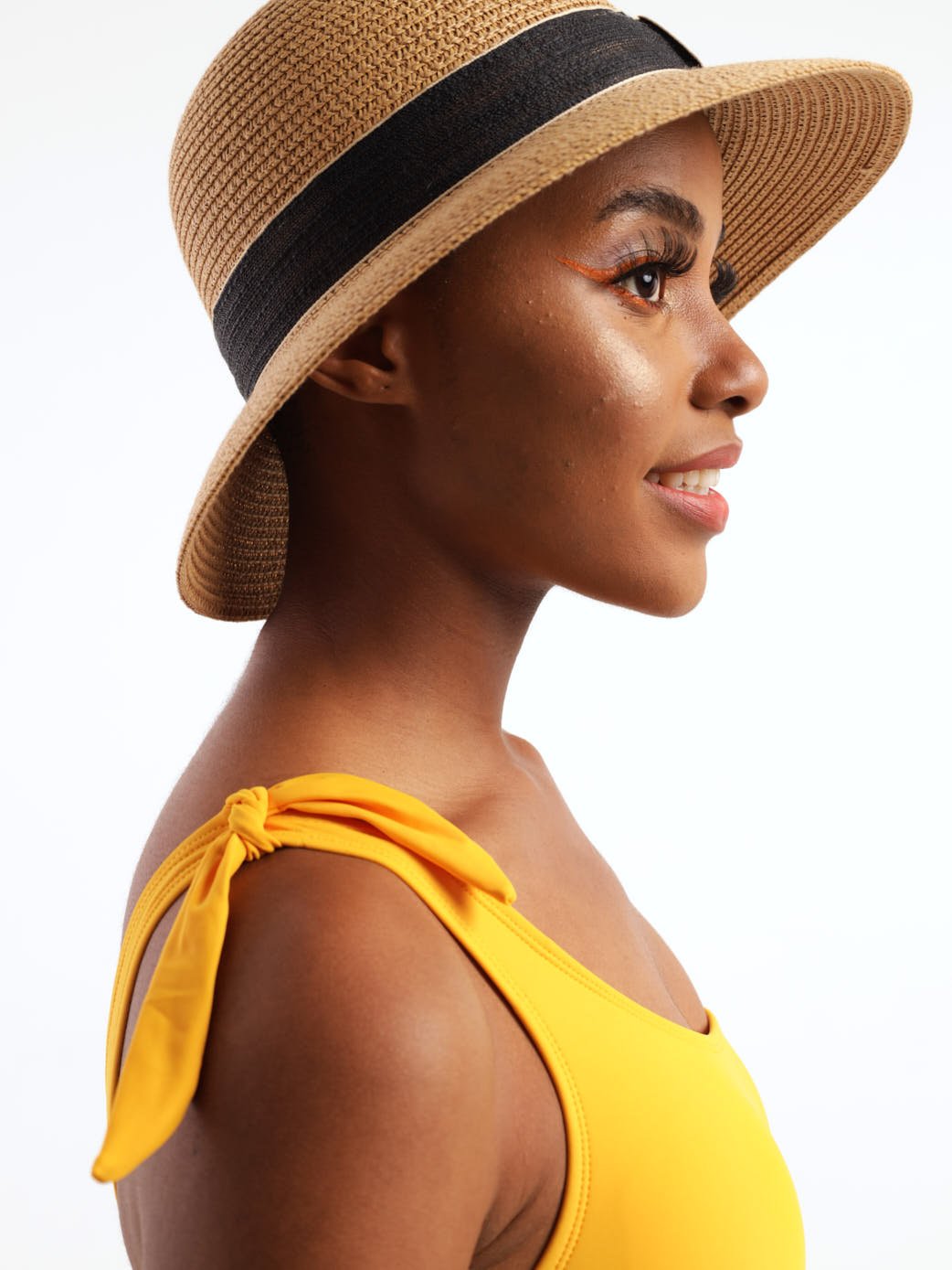 Ladies Side Cut Out One Piece Swimwear - Yellow