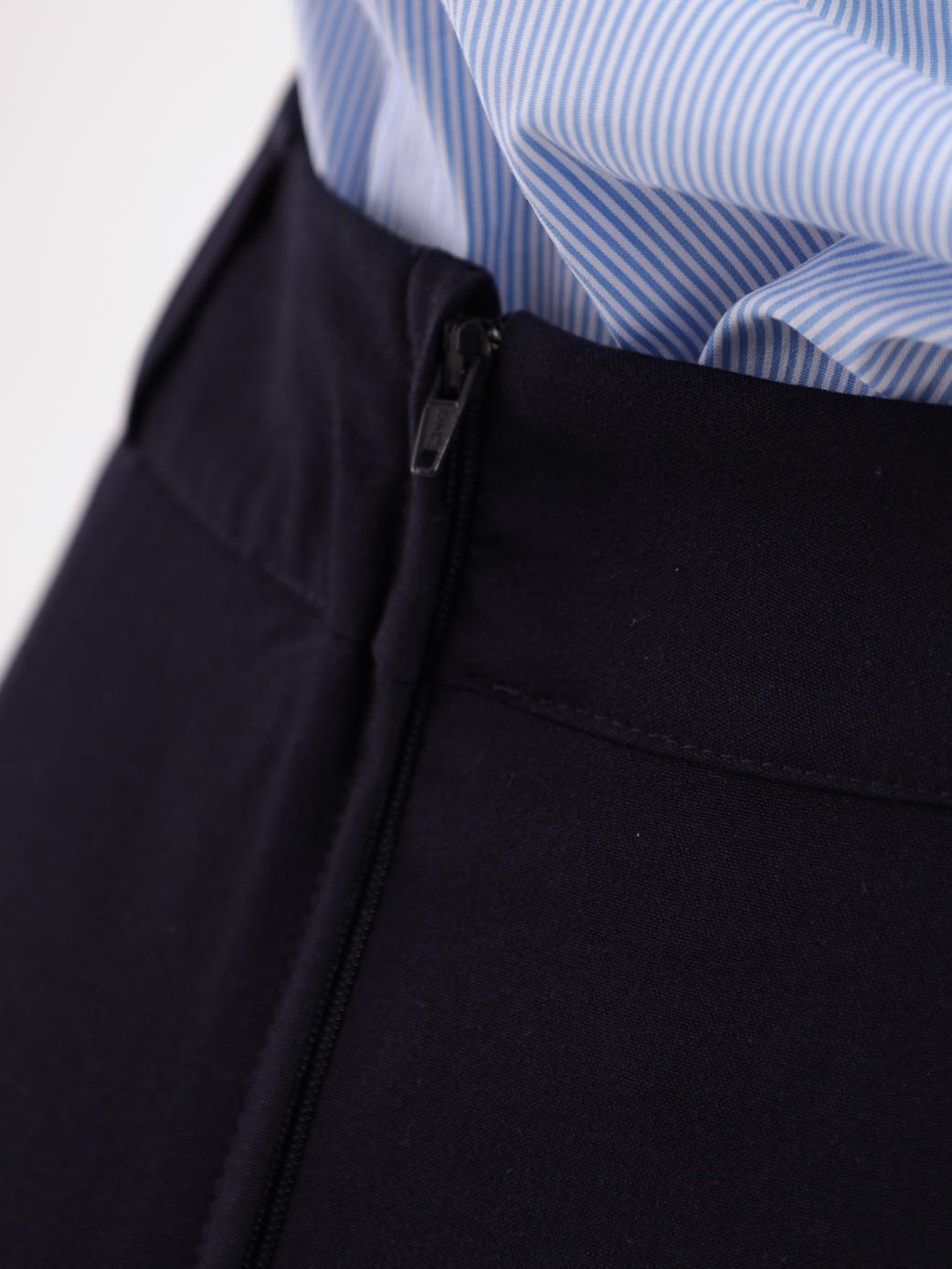 Ladies Double Belt Loop PV Pencil Skirt - Navy