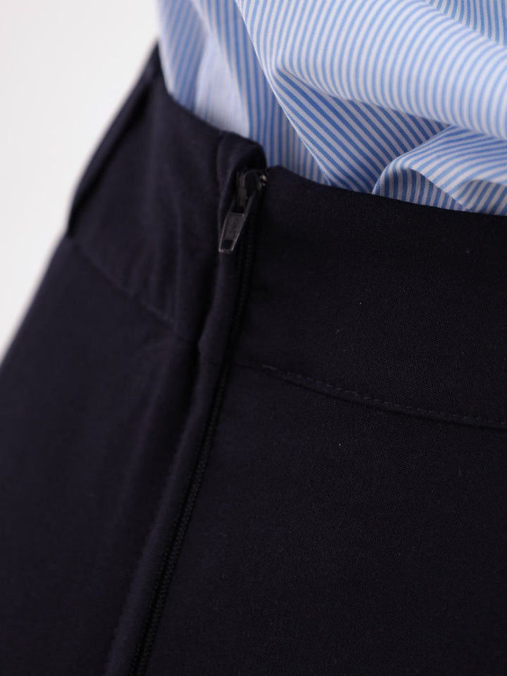 Ladies Double Belt Loop PV Pencil Skirt - Navy