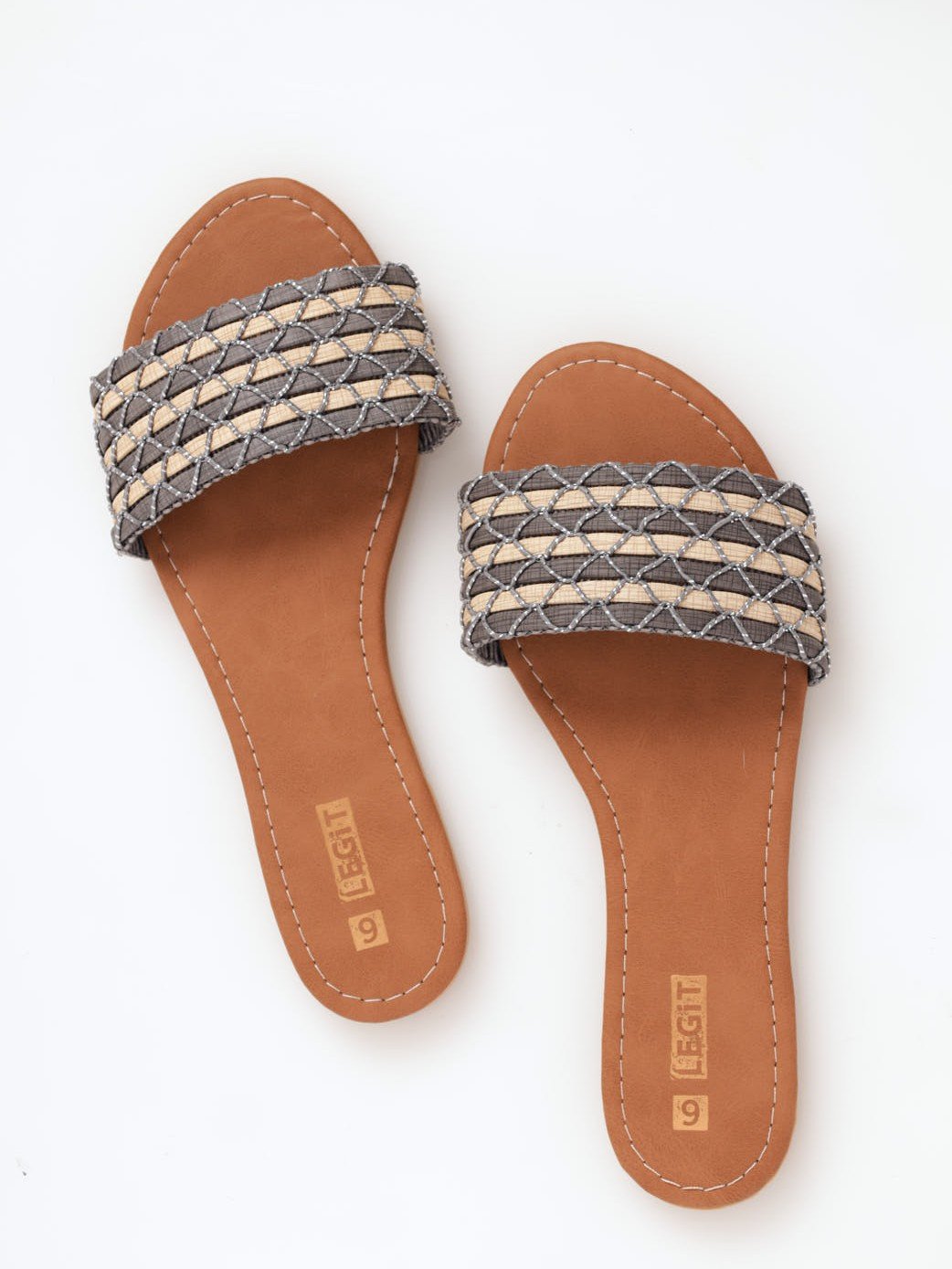 Ladies Mermaid Weave Banded Mule Sandal - Blue
