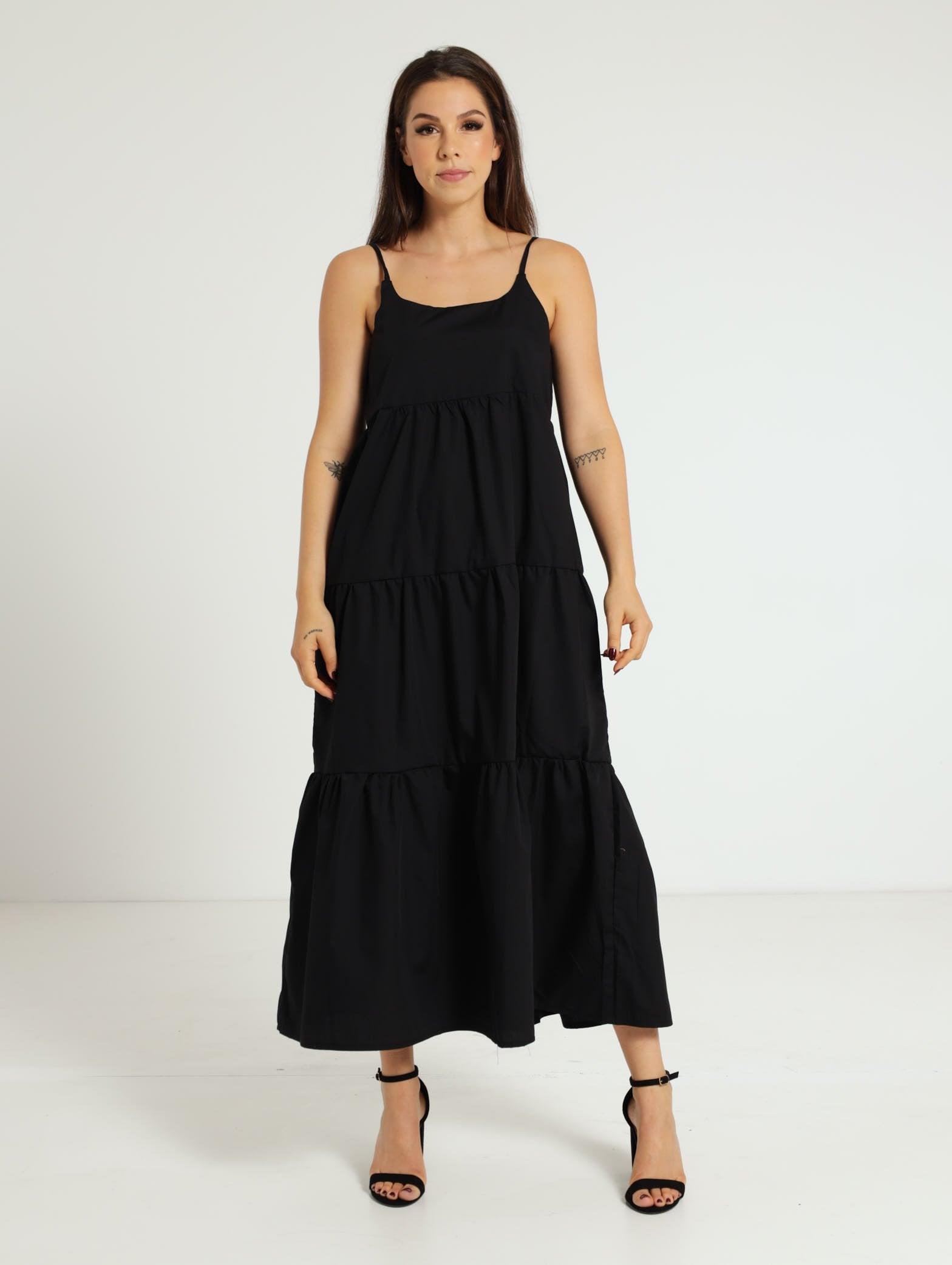 Strappy Tiered Maxi Dress - Black – Edgars
