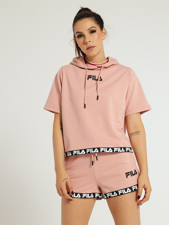 Samantha Short Sleeve Hoody - Rose