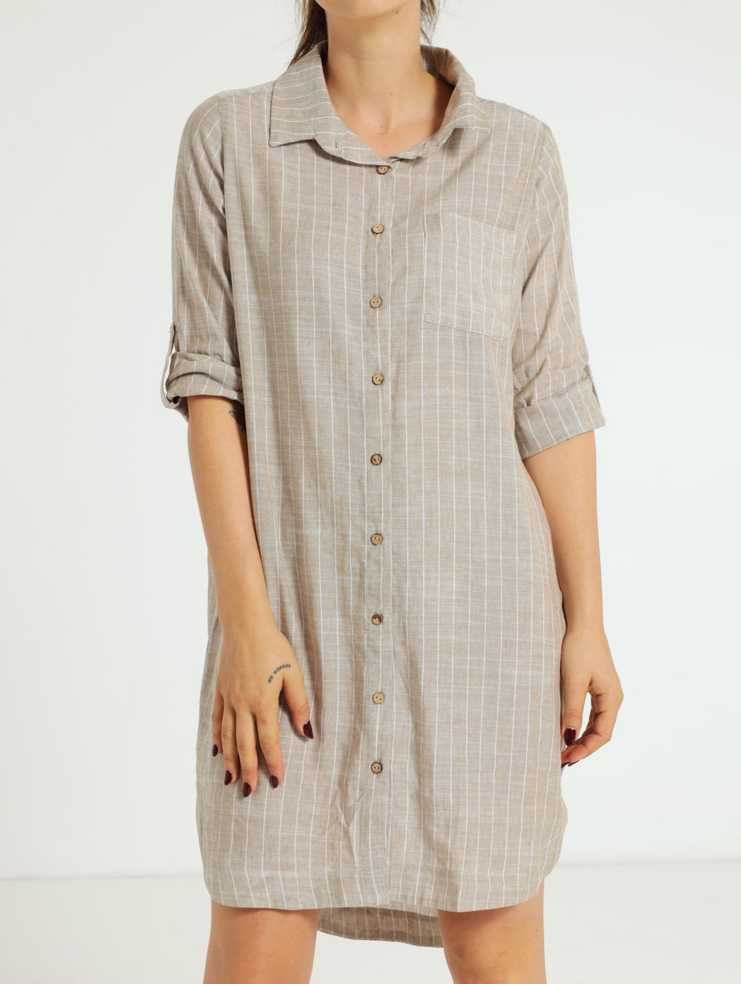 Shirt Dress - Stone