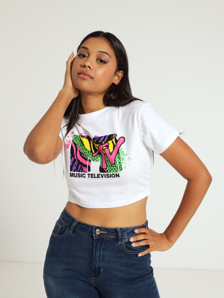 Mtv Crop Tee - White