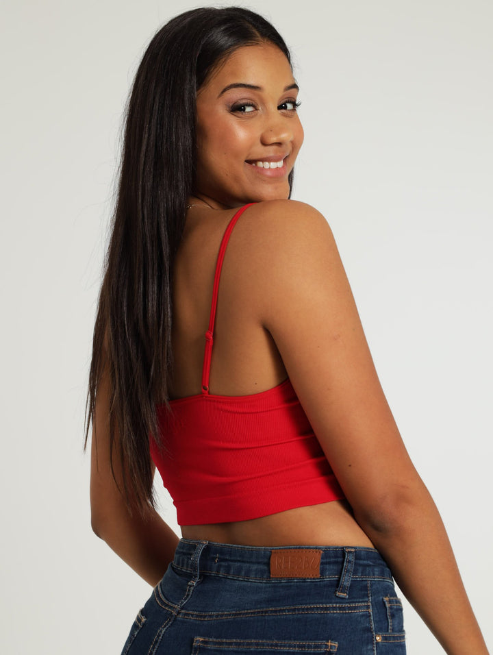 Zip Through Seamless Cami - Red