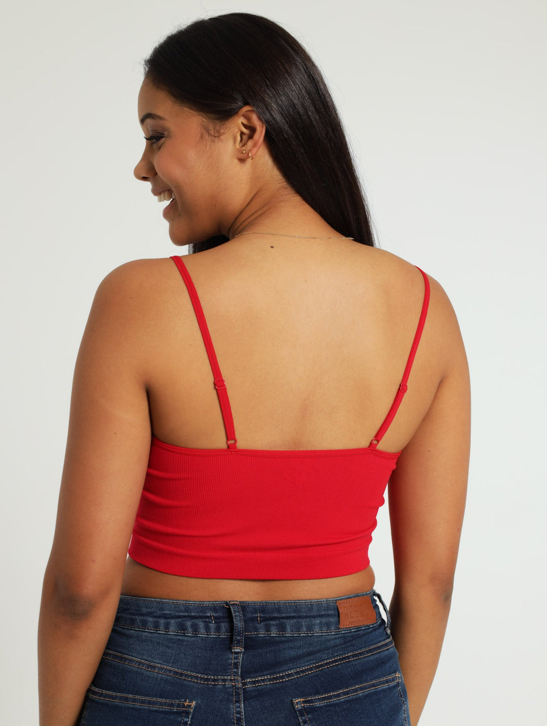 Zip Through Seamless Cami - Red