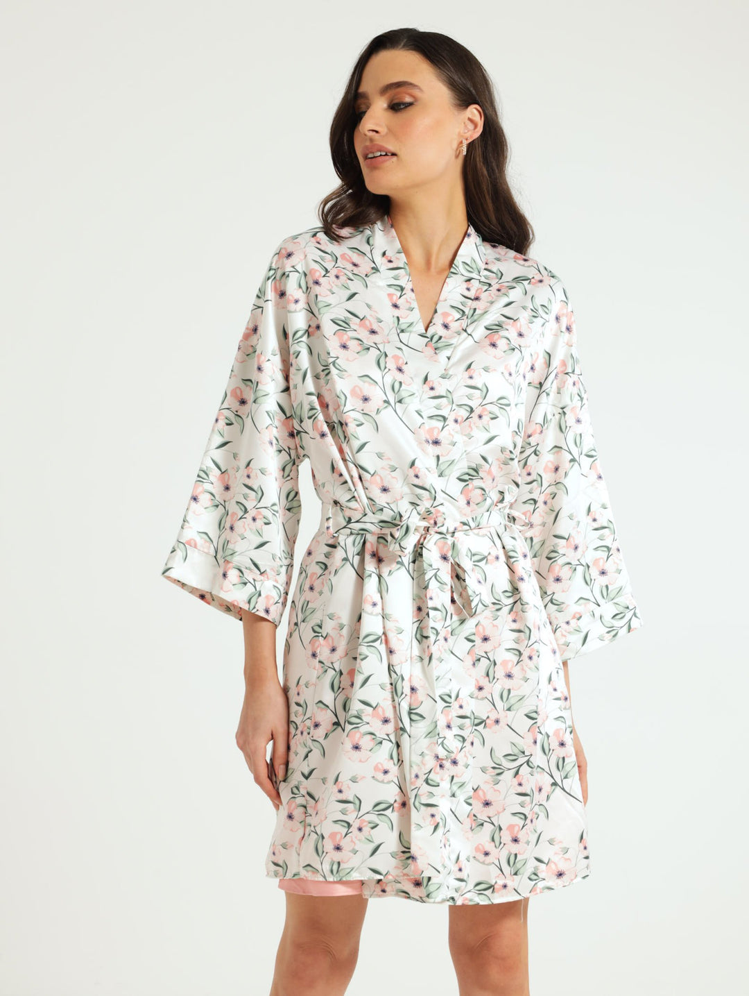 Floral Gown & Chemise Set - Pink