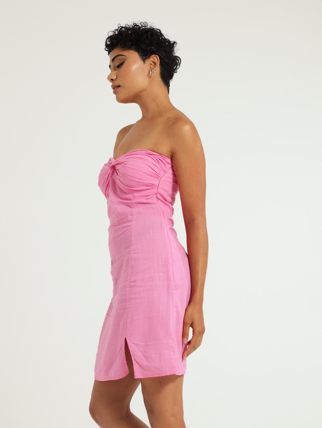 Linen Boobtube Dress - Pink