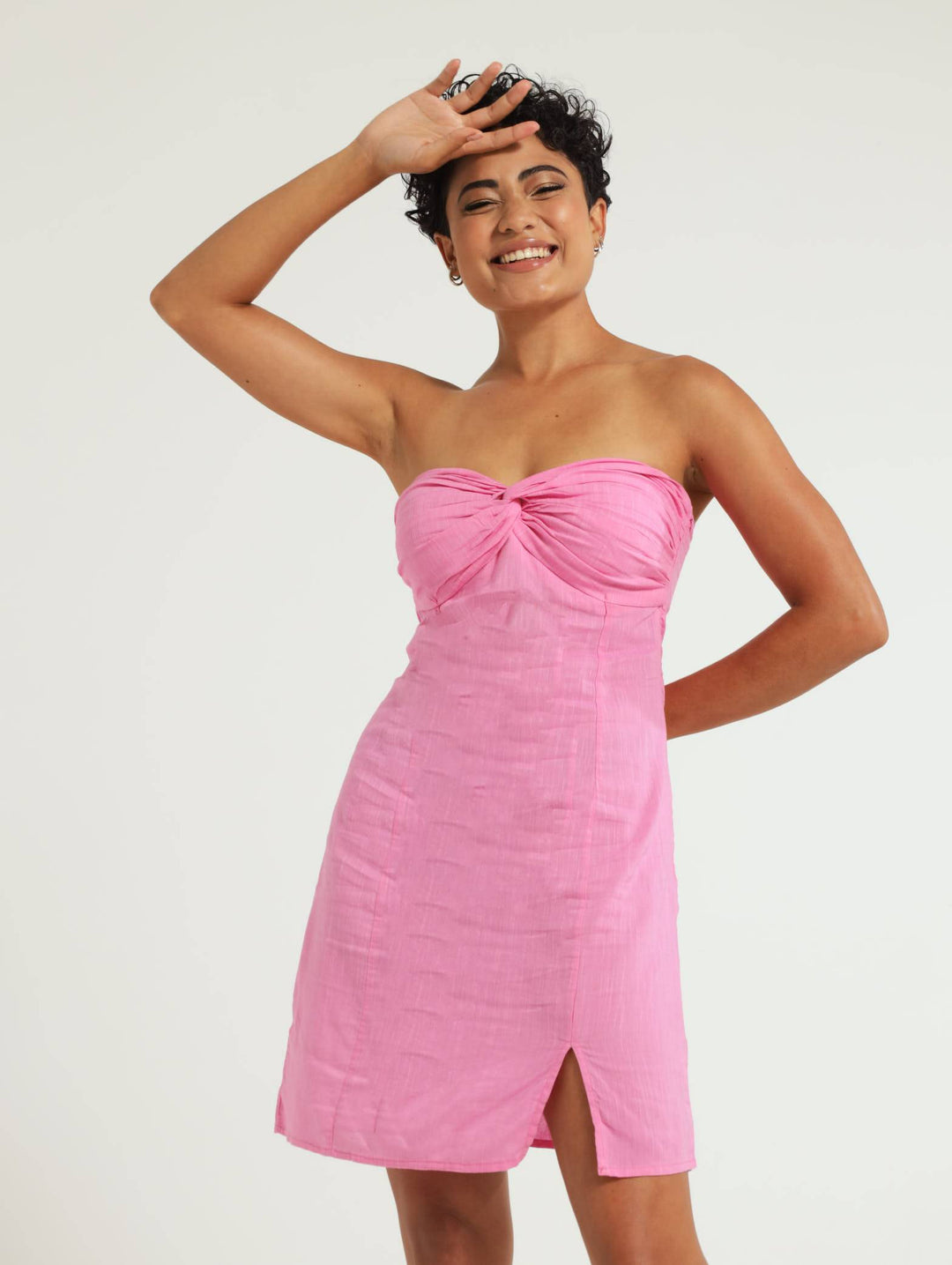Linen Boobtube Dress - Pink