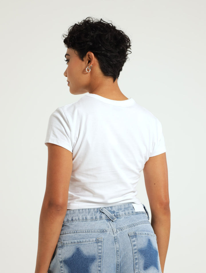 Tiger Flame Baby Tee - White