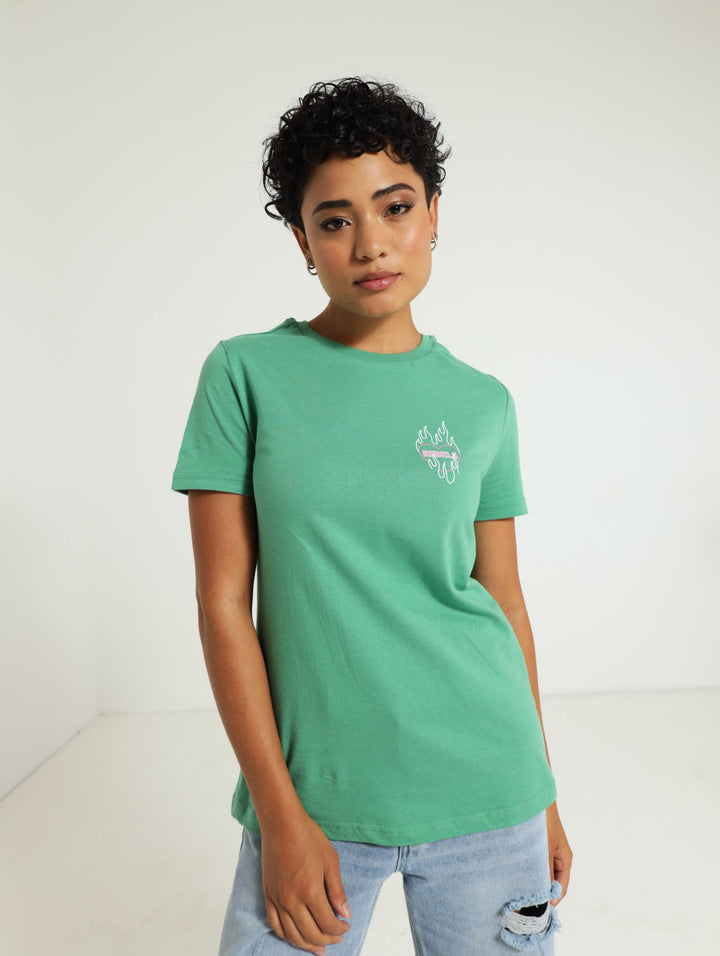 Back Printed Regular Tee - Green