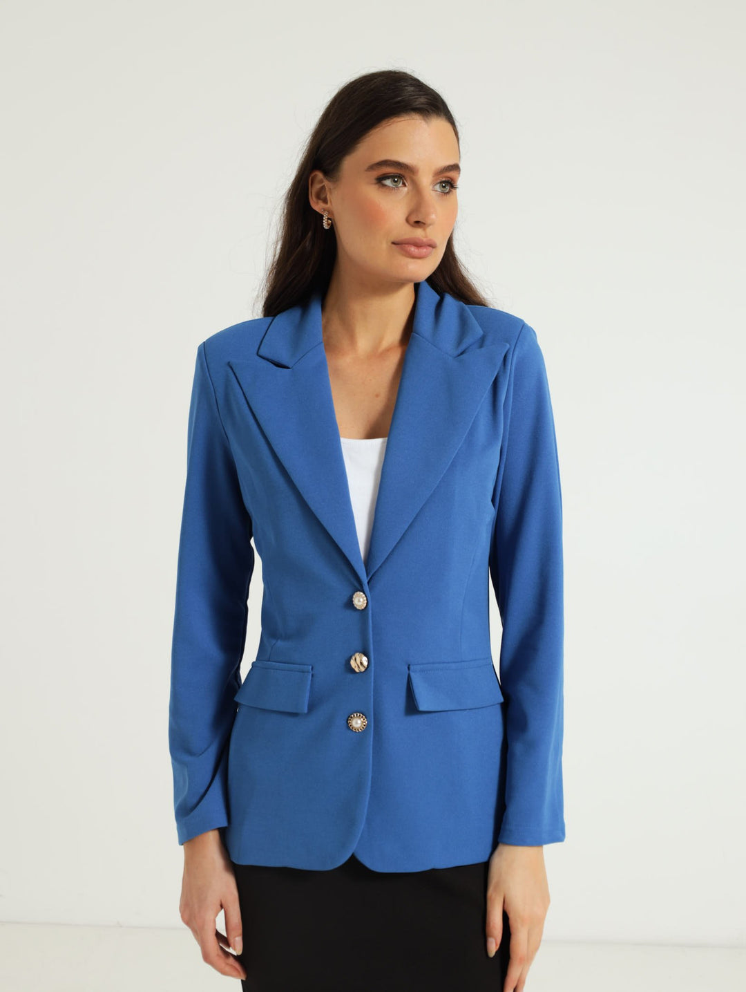 3 Button Panelled Blazer - Cobalt
