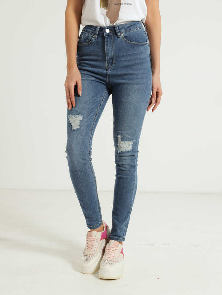 Rip & Repair Skinny Jean - Stonewash