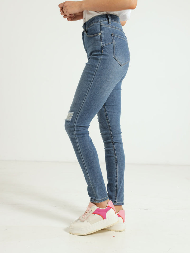 Rip & Repair Skinny Jean - Stonewash