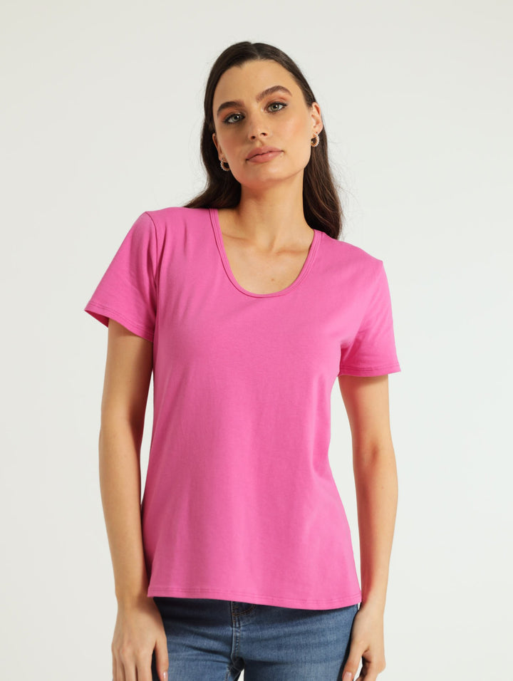 Voop Neck Stretch Tee - Virtual Pink