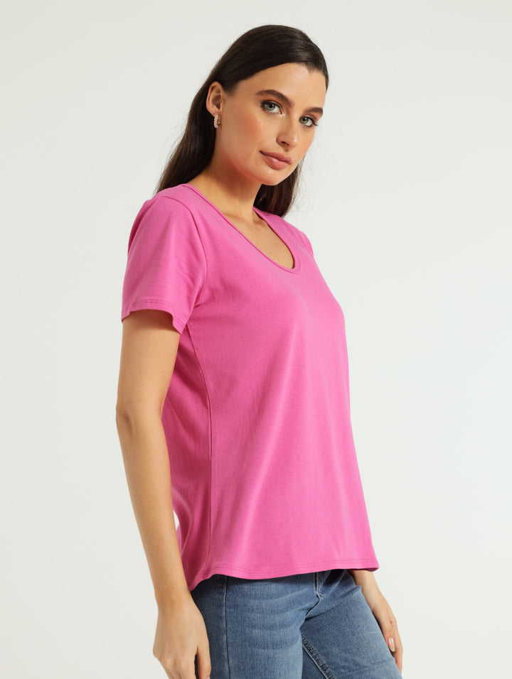 Voop Neck Stretch Tee - Virtual Pink