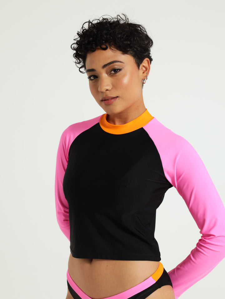 Long Sleeve Rash Vest - Black