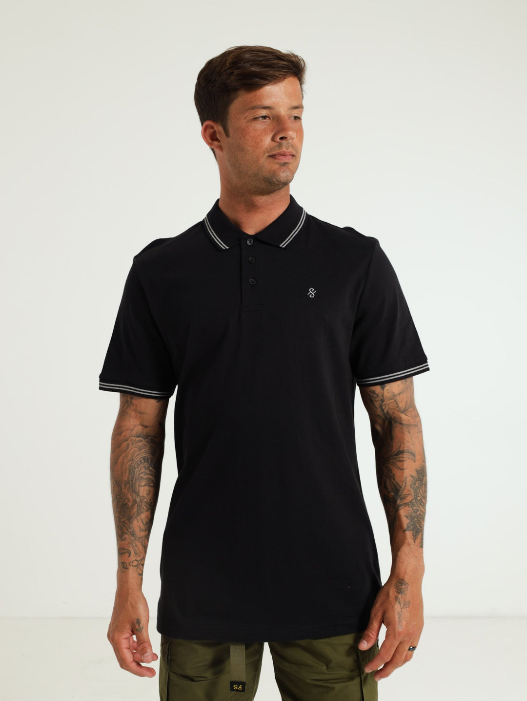 Single Jersey Tip Golfer - Black
