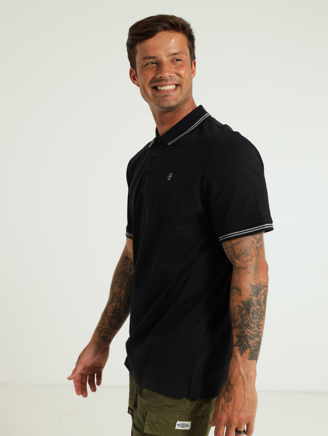 Single Jersey Tip Golfer - Black