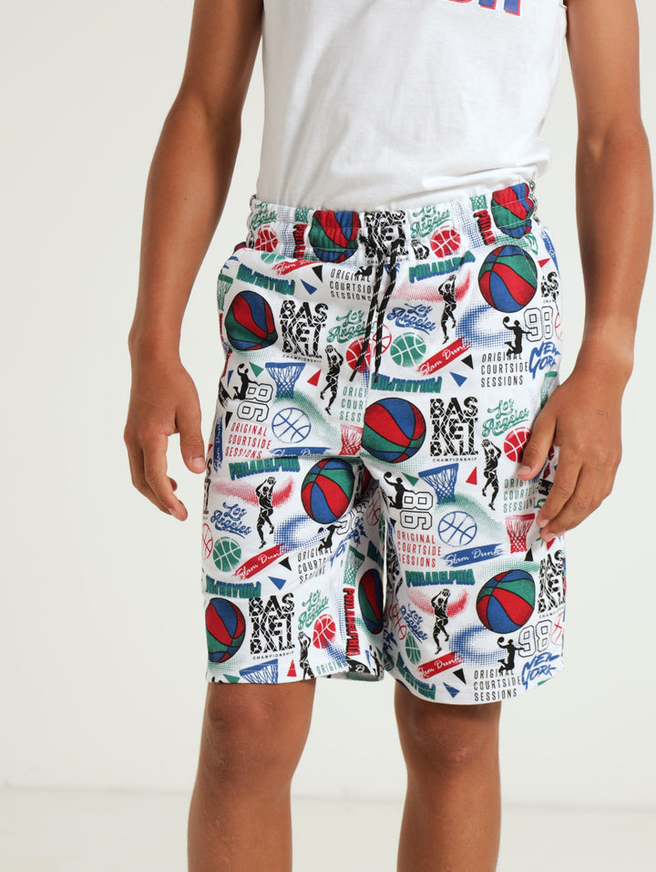 Boys Basketball Shorts - White