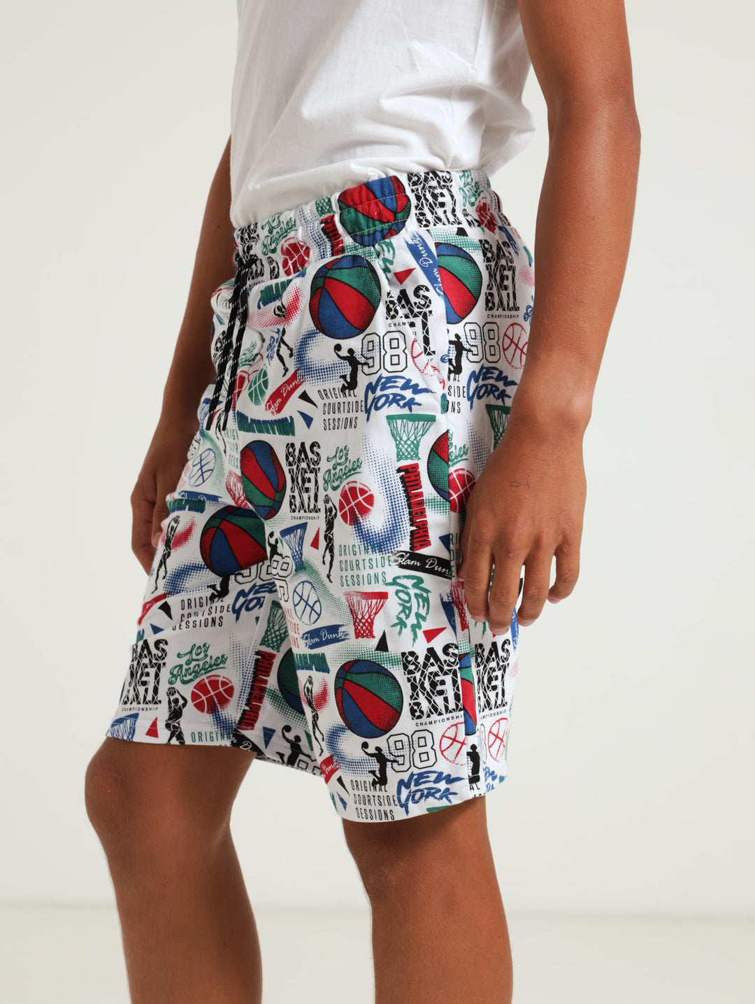 Boys Basketball Shorts - White