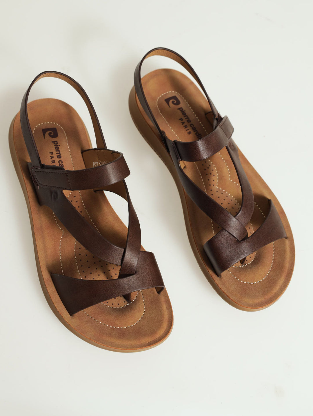 Multi Strap Velcro Comfort Sandal - Brown