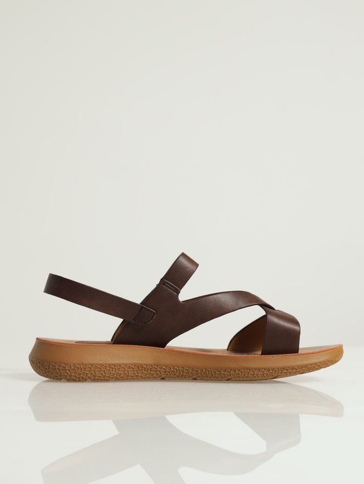 Multi Strap Velcro Comfort Sandal - Brown