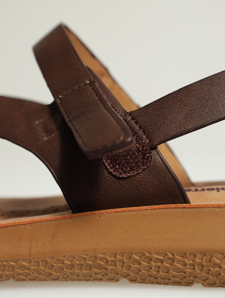 Multi Strap Velcro Comfort Sandal - Brown
