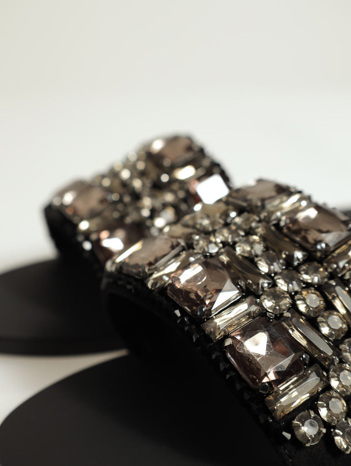 Mila Multi Jeweled Flat Sandal - Black