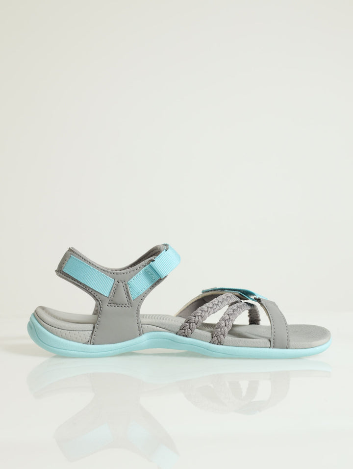 Anselia Multi Velcro Strap Sandal - Grey