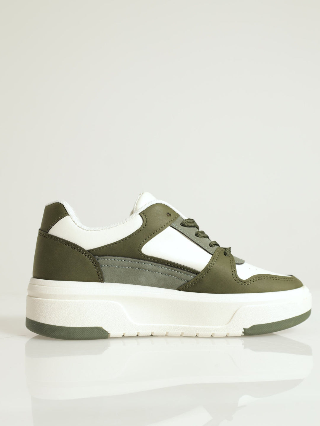 Merle Side Logo Platform Sneaker - Olive